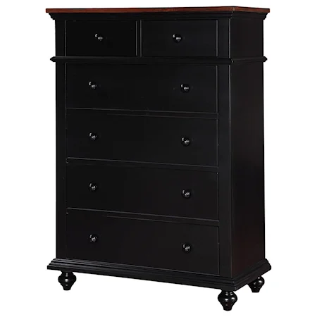 Transitional Chest of Drawers with Felt-Lined Top Drawers